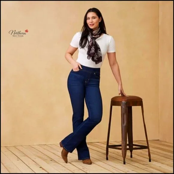 Pull-On Bootcut Jeans with Tummy-Shaping Panel, High Rise - Picture 6 of 6